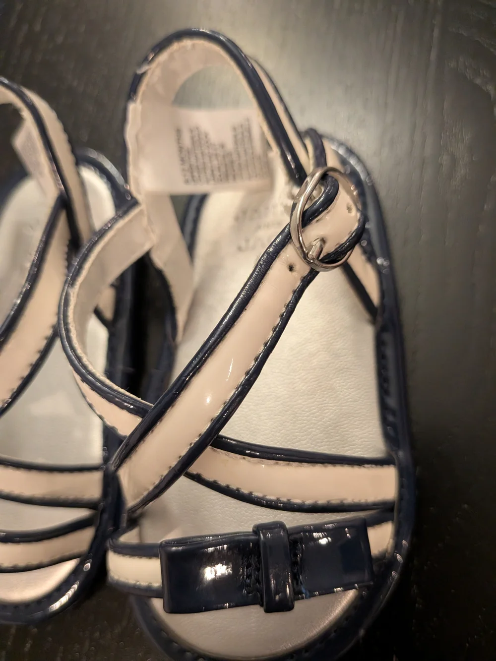 Janie and Jack Kids Navy and White Patent Sandals